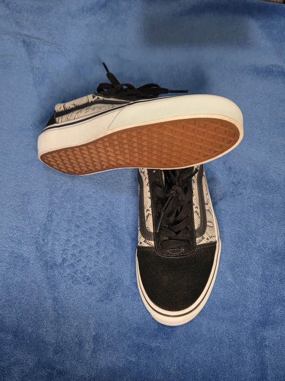 Vans Black Suede & Gray Iridescent Snake-Print Old Skool Sneakers